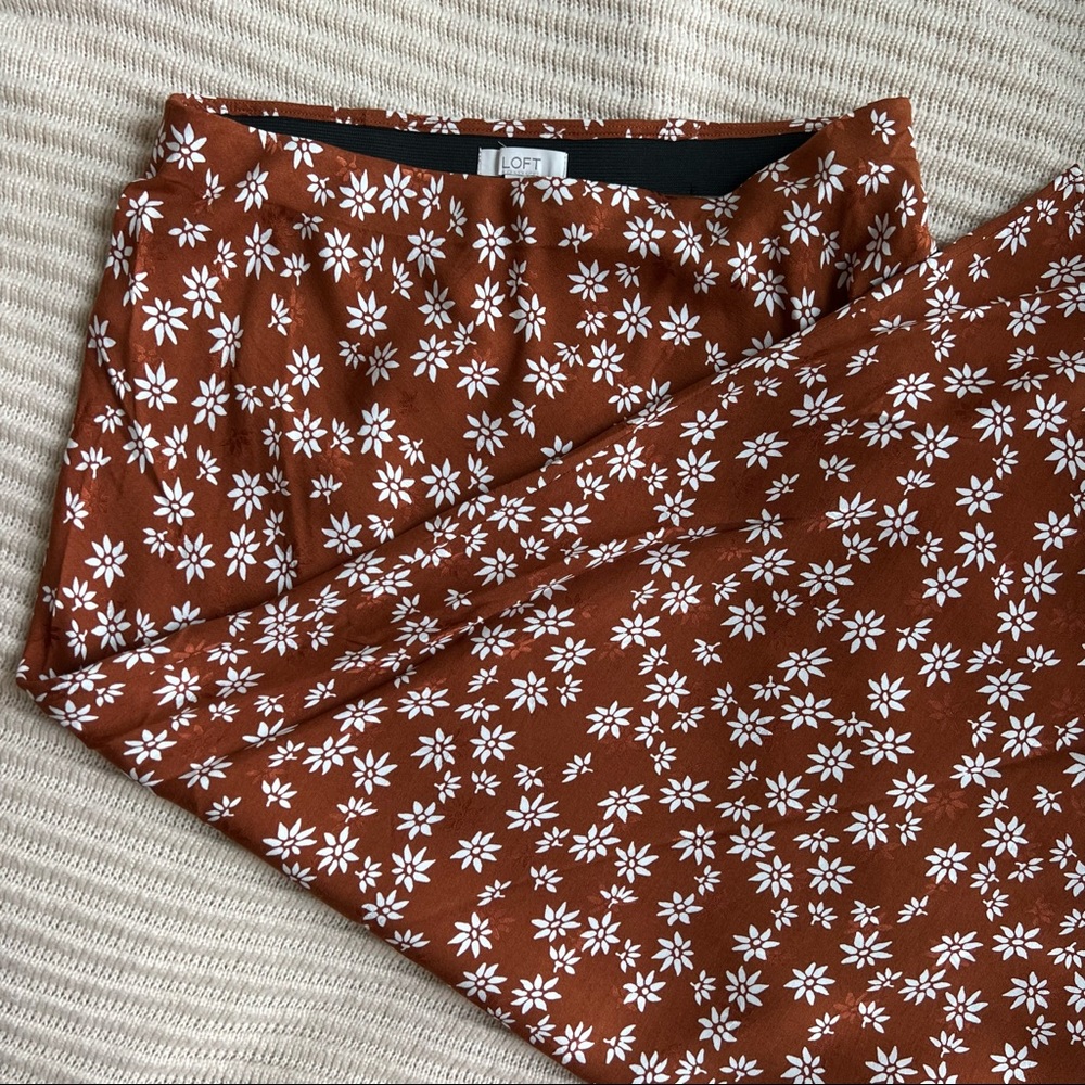 Copper LOFT Floral Midi Skirt with Slit
